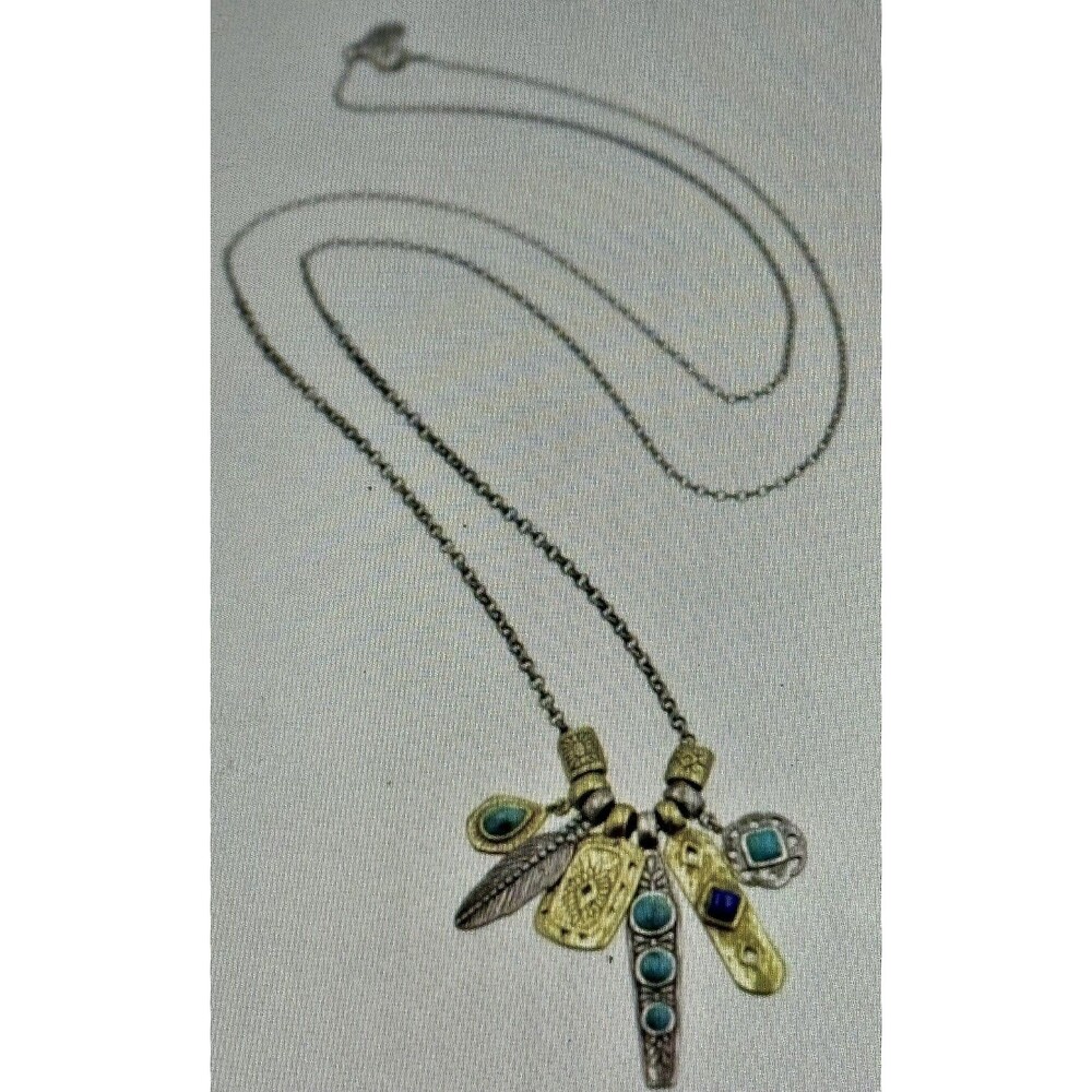 Silpada Sterling & Brass, Lapis & Turquoise "Shore Thing" Charm Necklace N3248